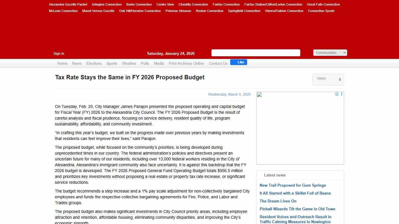 Tax Rate Stays the Same in FY 2026 Proposed Budget